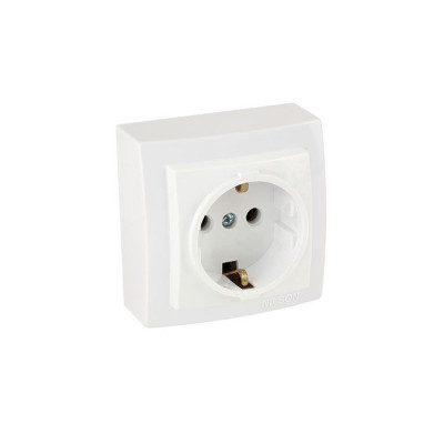 Розетка накладная одинарная с заземлением Nilson Themis белая