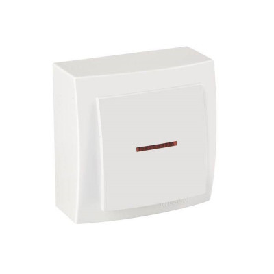 Выключатель накладной одноклавишный с подсветкой Nilson Themis белый