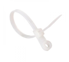 Стяжка кабельна (хомут) з кільцем під монтаж 5х300 (4,8х300мм) біла (100 шт) TAKEL