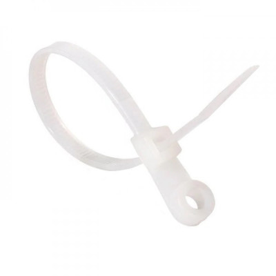 Стяжка кабельна (хомут) з кільцем під монтаж 5х300 (4,8х300мм) біла (100 шт) TAKEL