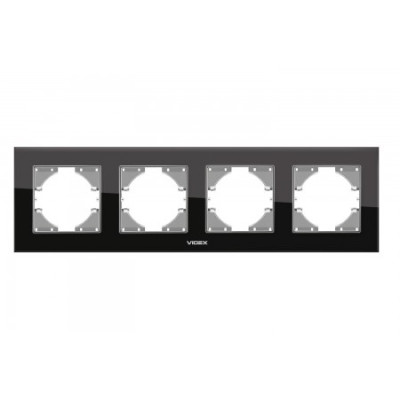Рамка четырехпостовая черное стекло VIDEX BINERA