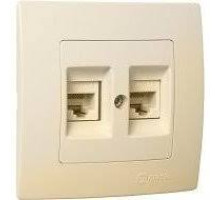 Розетка компьютерная двойная САТ 5е кремова Makel Lillium Natural Kare