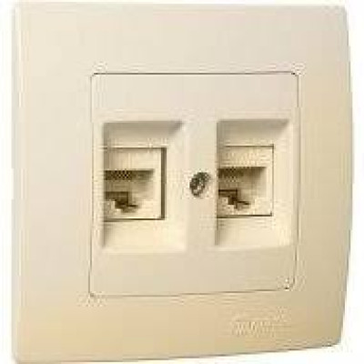 Розетка компьютерная двойная САТ 5е кремова Makel Lillium Natural Kare