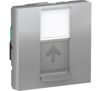 Розетка компьютерная RJ45 категория 5 UTP 2 модуля алюминий Unica New Schneider