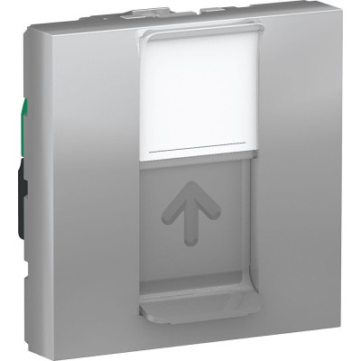 Розетка компьютерная RJ45 категория 5 UTP 2 модуля алюминий Unica New Schneider