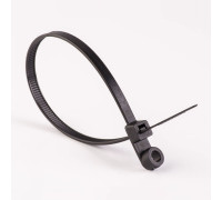 Стяжка кабельна (хомут) з кільцем під монтаж 5х300 (4,8х300мм) чорна (100 шт) TAKEL