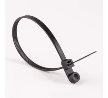 Стяжка кабельна (хомут) з кільцем під монтаж 5х300 (4,8х300мм) чорна (100 шт) TAKEL