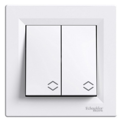 Выключатель проходной двухклавишный Asfora Schneider белый