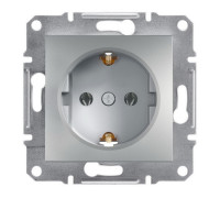 Розетка с заземлением Asfora Schneider алюминий