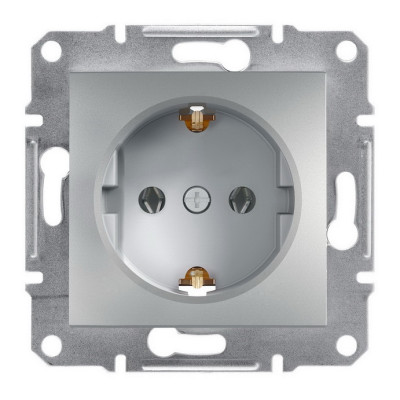 Розетка с заземлением Asfora Schneider алюминий
