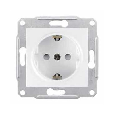 Механизм розетки с заземлением и защитные шторки белый Sedna Schneider