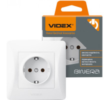 Розетка  с заземлением  белая VIDEX BINERA