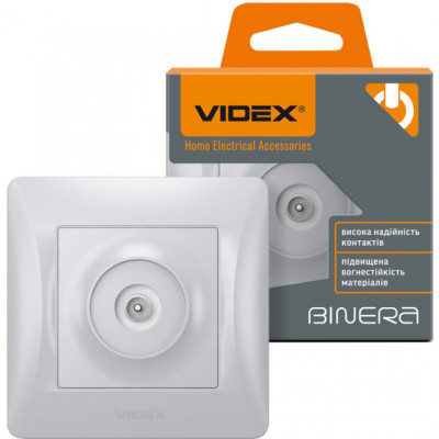 Розетка телевизионная TV серебряный шёлк VIDEX BINERA