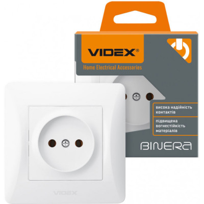 Розетка без заземления белая VIDEX BINERA
