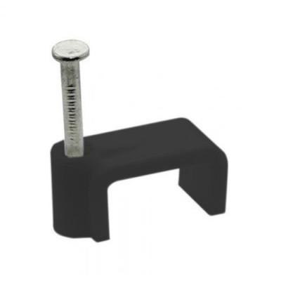 Клипса Lectris 6x4мм для плоских проводов с вставленным гвоздем черная 100шт