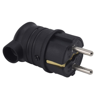 Вилка каучукова кутова AKEF 2Р+РЕ 16А IP44 чорна Bylion