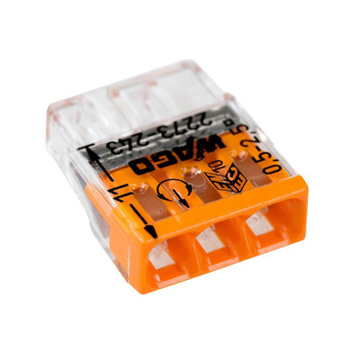 Клемма COMPACT для распред. коробок 3x2,5 прозора/помар. без пасти WAGO 2273-203