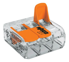 Клема прозора 3х контакт. для распред. коробка універсальна 0.2-4 мм2 WAGO 221-413