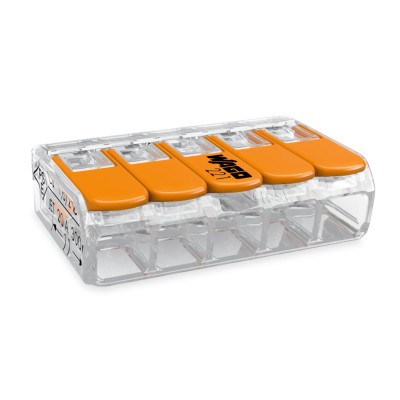 Клемма прозрачная 5 контак. для распред. коробок универсальная 0.2-4 мм2 WAGO 221-415