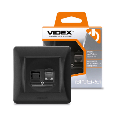 Розетка компьютерная CAT6 черный графит VIDEX BINERA