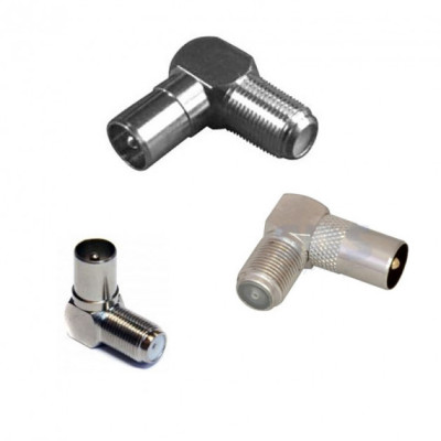 Штекер антенный TV- гнездо F угловой (метал) (мама)