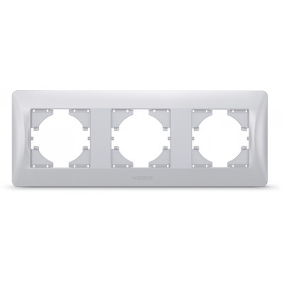 Рамка трехпостовая горизонтальная серебряный шёлк VIDEX BINERA