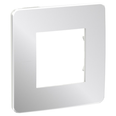 Рамка однопостовая хром/белый металл Unica New Studio Schneider