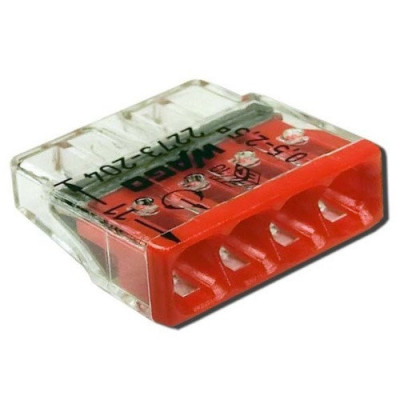 Клемма COMPACT для распределительных коробок 4x2,5 прозрачная/красная без пасты WAGO