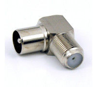 Штекер антенный TV-гнездо F угловой (метал) (папа)