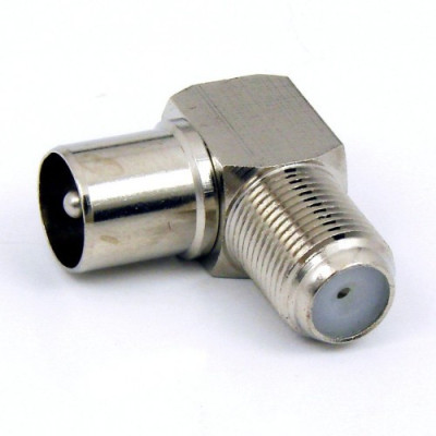 Штекер антенный TV-гнездо F угловой (метал) (папа)