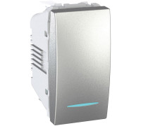 Выключатель одноклавишный сх.1 10А 1 модуль алюминий Unica New Schneider