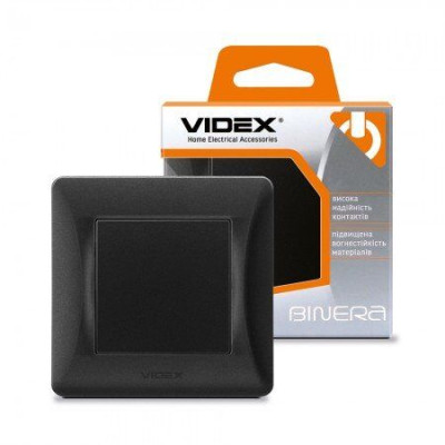 Выключатель одноклавишный черный графит VIDEX BINERA