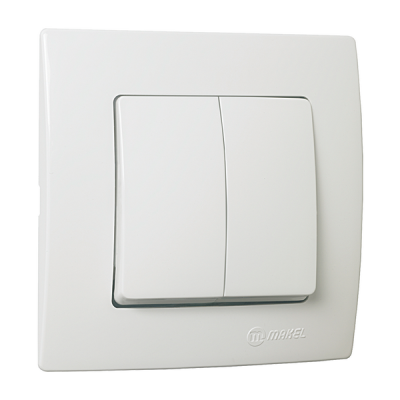Выключатель двухклавишный белый Makel Lillium Natural Kare