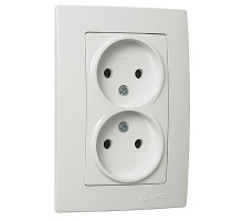 Розетка двойная без заземления белый Makel Lillium Natural Kare