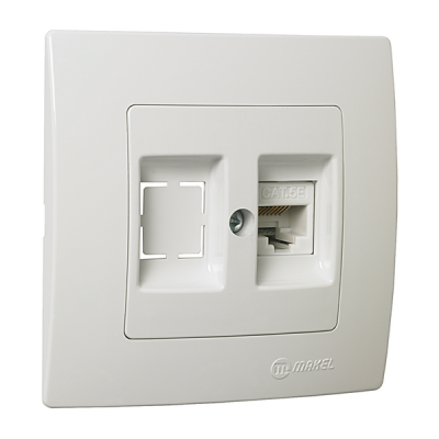 Розетка компьютерная САТ 5е + гнездо белый Makel Lillium Natural Kare