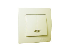Выключатель двухклавишный с подсветкой кремовий Makel Lillium Natural Kare 32010023