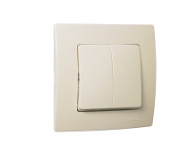 Выключатель двухклавишный кремовий Makel Lillium Natural Kare 32010003