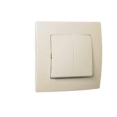 Выключатель двухклавишный кремовий Makel Lillium Natural Kare 32010003