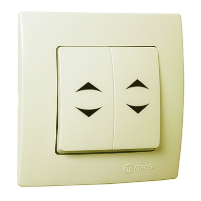 Выключатель проходной двухклавишный кремовий Makel Lillium Natural Kare