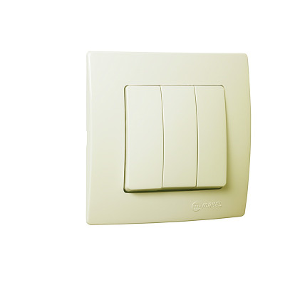 Выключатель трехклавишный кремовый Makel Lillium Natural Kare