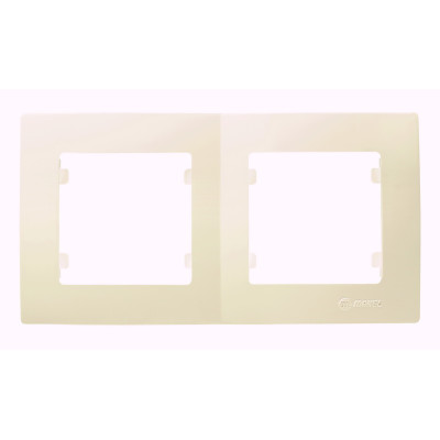 Рамка двухпостовая горизонтальная кремова Makel Lillium Natural Kare