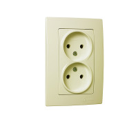Розетка двойная без заземления кремова Makel Lillium Natural Kare Розетка двойная без заземления кремова Makel Lillium Natural Kare