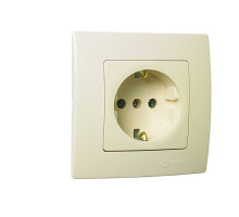 Розетка с заземлением с защитой от детей крем Makel Lillium Natural Kare