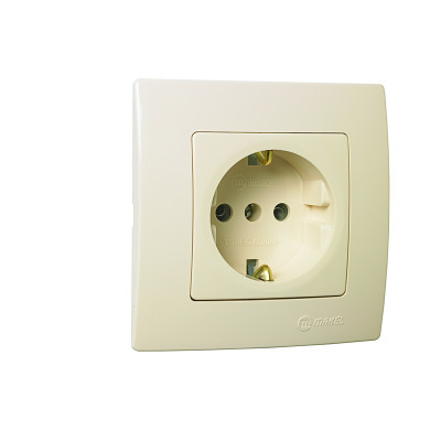 Розетка с заземлением с защитой от детей крем Makel Lillium Natural Kare