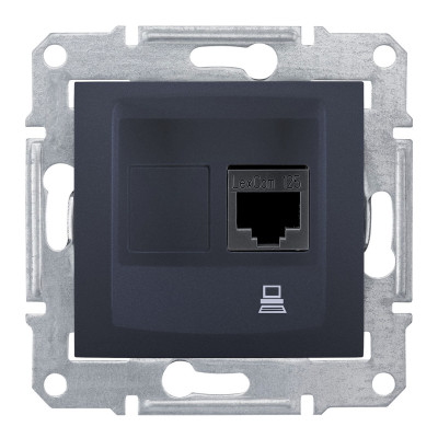 Механизм розетки RJ 45 категории 5Е неэкранированный UTP графит Sedna Schneider