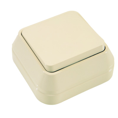 Выключатель одноклавишный кремовий ІР-20 Makel