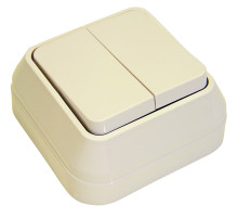 Выключатель двухклавишный кремовий ІР-20 Makel