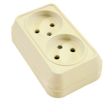Розетка двухместная без заземления кремовая ІР-20 Makel