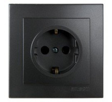 Розетка с заземлением Nilson Thor черная