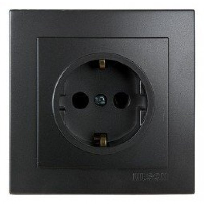 Розетка с заземлением Nilson Thor черная